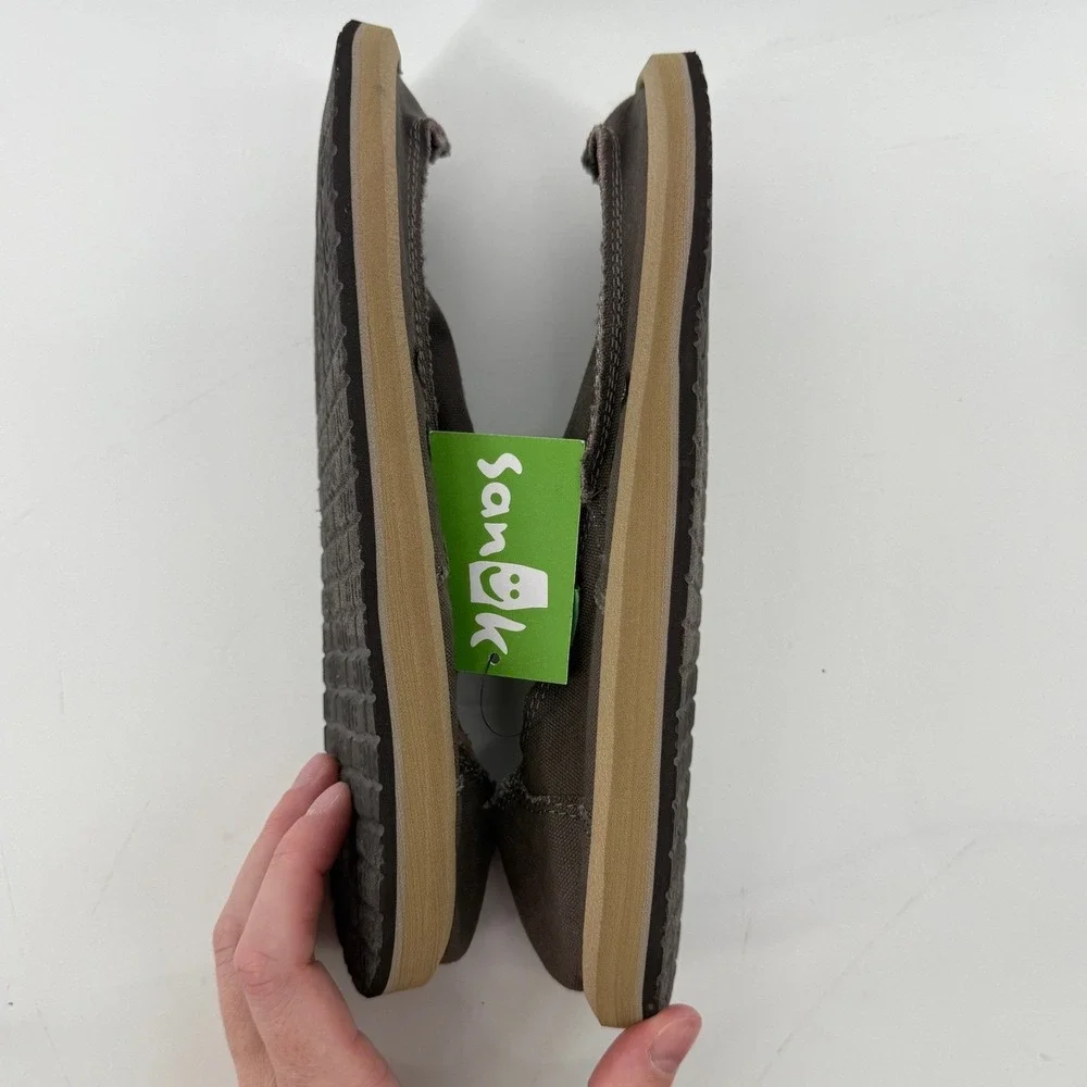 Sanuk‎ Vagabond Loafer Slip On Brindle Brown Men 7 Surfer Shoes Lightweight New